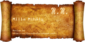 Milla Mihály névjegykártya